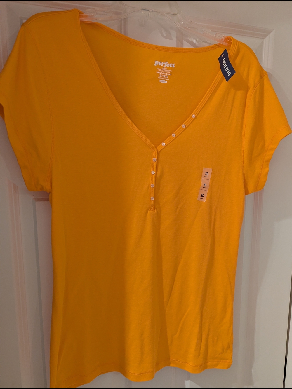 Old Navy V-neck Short Sleeve Tee in Bright Orange